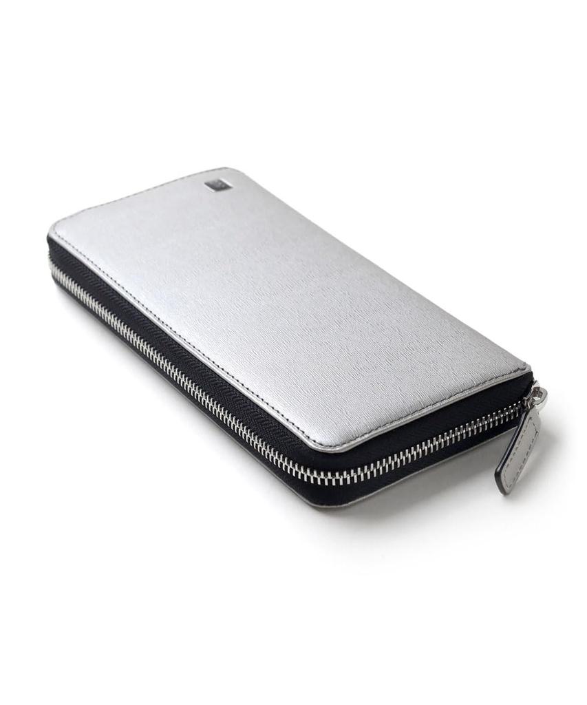 Polymer Long Wallet with 14 Card 989607 [IS/IT] Zip-Around Design, Slots, Men's Leather, No. (Silver)