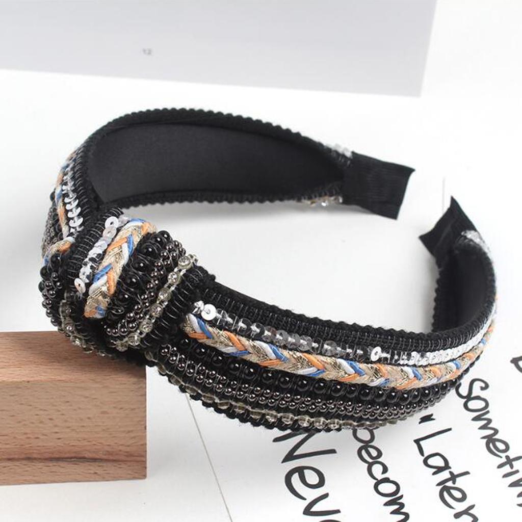 PROLY New Fashion Women Headband Center Knot Bohemia Hairband Adult Casual Shining Sequins Individuality Hair Accessories