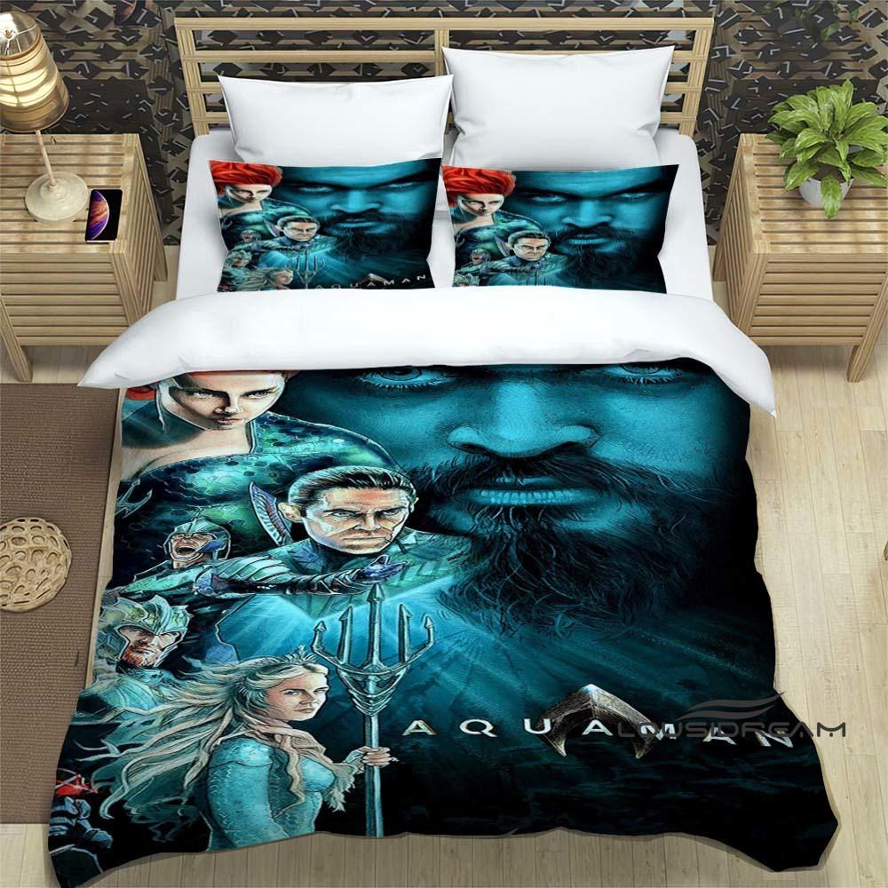 The *Aquaman* fantasy movie duvet cover and pillowcase bedding set is the perfect choice for decorating boys' and girls' bedroom