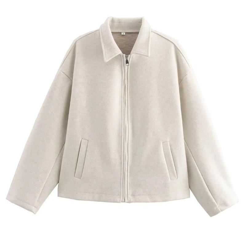 Women's Faux Leather Stand Collar Zip Front Jacket, Cropped Bomber Style