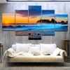 5 Stück Cleopatra Ozean Leinwandbild Wandkunst Oranger Himmel Ozeanstrand Multi Türkei Sandstrand Sonnenaufgang Wanddekoration Ohne Rahmen