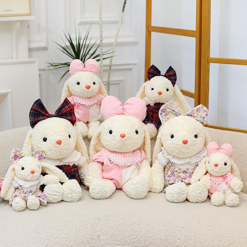 Plush Rabbit Toy With Dress And Bow Decoration For Kids Girls And Baby Girls Gifts