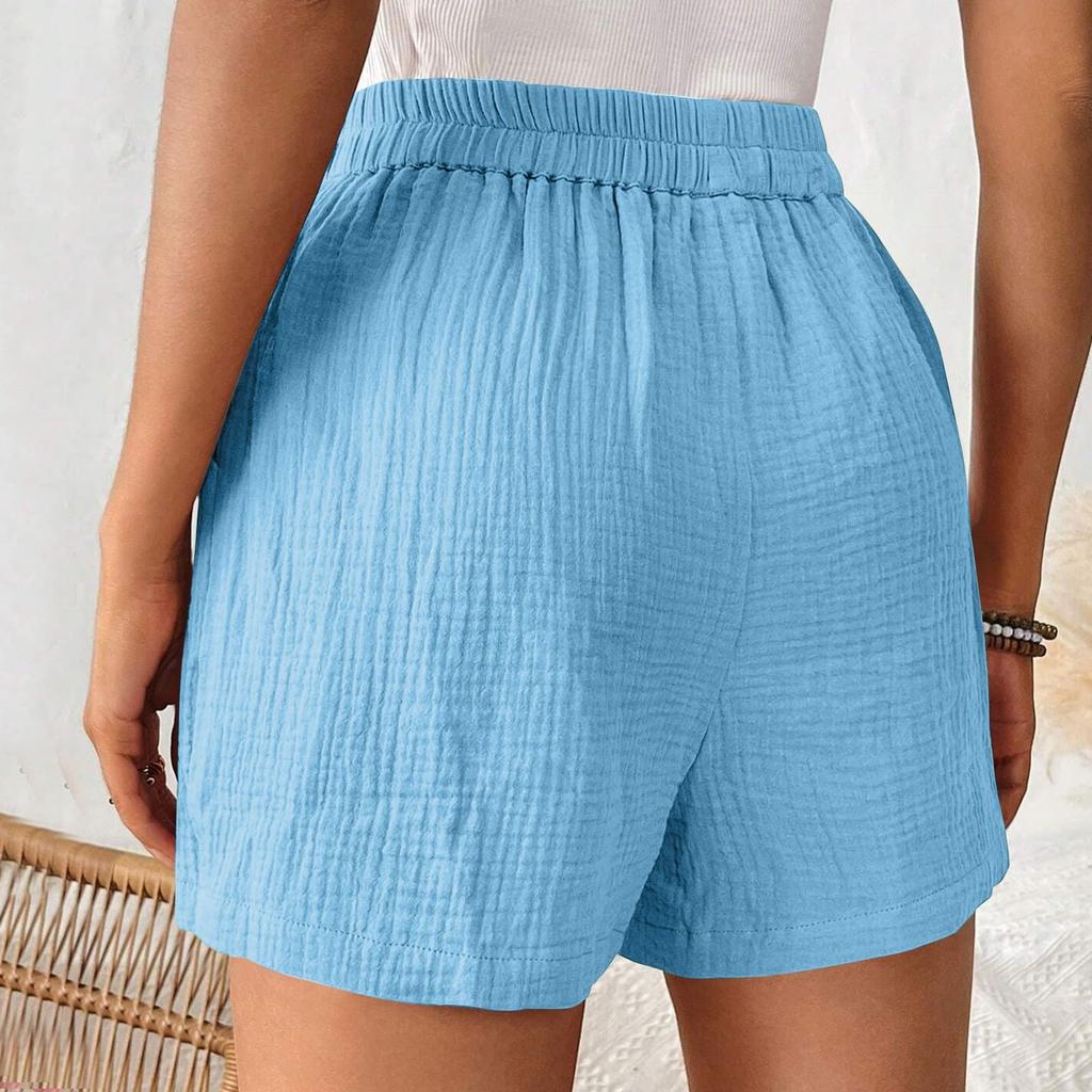 Women's Summer Casual Shorts Elastic Waistband Lightweight Breathable Fabric Loose Fit Wide Leg Comfortable Daily Wear Shorts