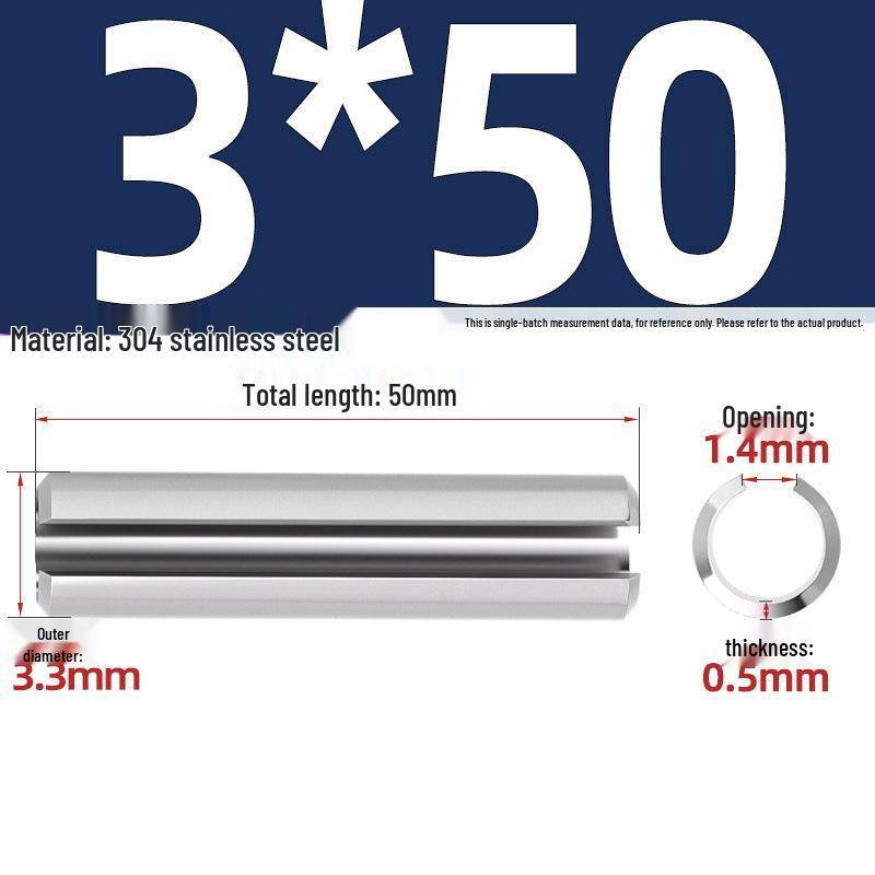 304 Stainless Steel Slotted Spring Pin, Cylindrical Shaft Pin, Locating and Hollow Pin (M5-M12)