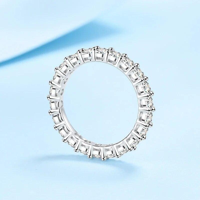 3 mm Moissanit-Diamantring aus Sterlingsilber 925 mit vergoldetem Ehering und Verlobungsring, Luxusschmuck für Damen