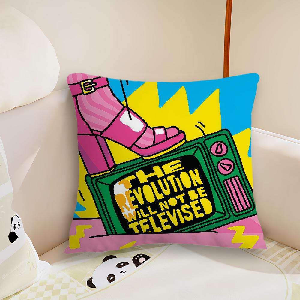 Cartoon Fun Retro Decorative Cushion Cover Plush Fabric Soft Double Sided Print Sofa Cushion Cover Throw Pillow Covers