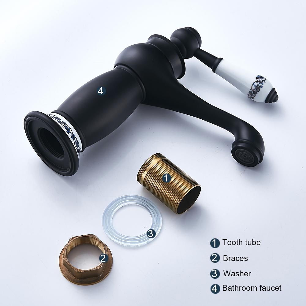 

Роскошный смеситель для ванны в европейском стиле ретро с одной ручкой, черный хром, для раковины с холодной и горячей водой, смеситель для крана Brass