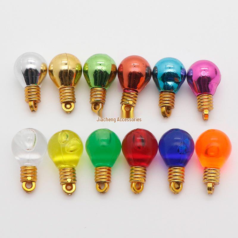 Colorful Round Plastic Light Bulb Beads for Christmas Decoration, DIY Accessories 1.3x2.2cm