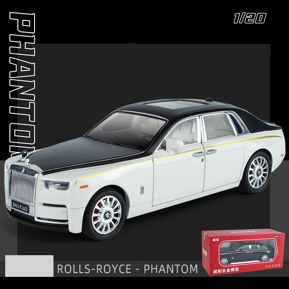 

1/20 масштаб Phantom, литая под давлением модель автомобиля, игрушечный автомобиль с откатным механизмом, звуком и светом для детей, коллекция подарков для мальчиков и девочек 1/20-27.5x8.7x7.5cm белый