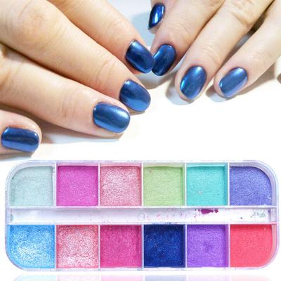 12 colores Nail Art brillo nacarado polvo cromo pigmento Gel puntas decoración