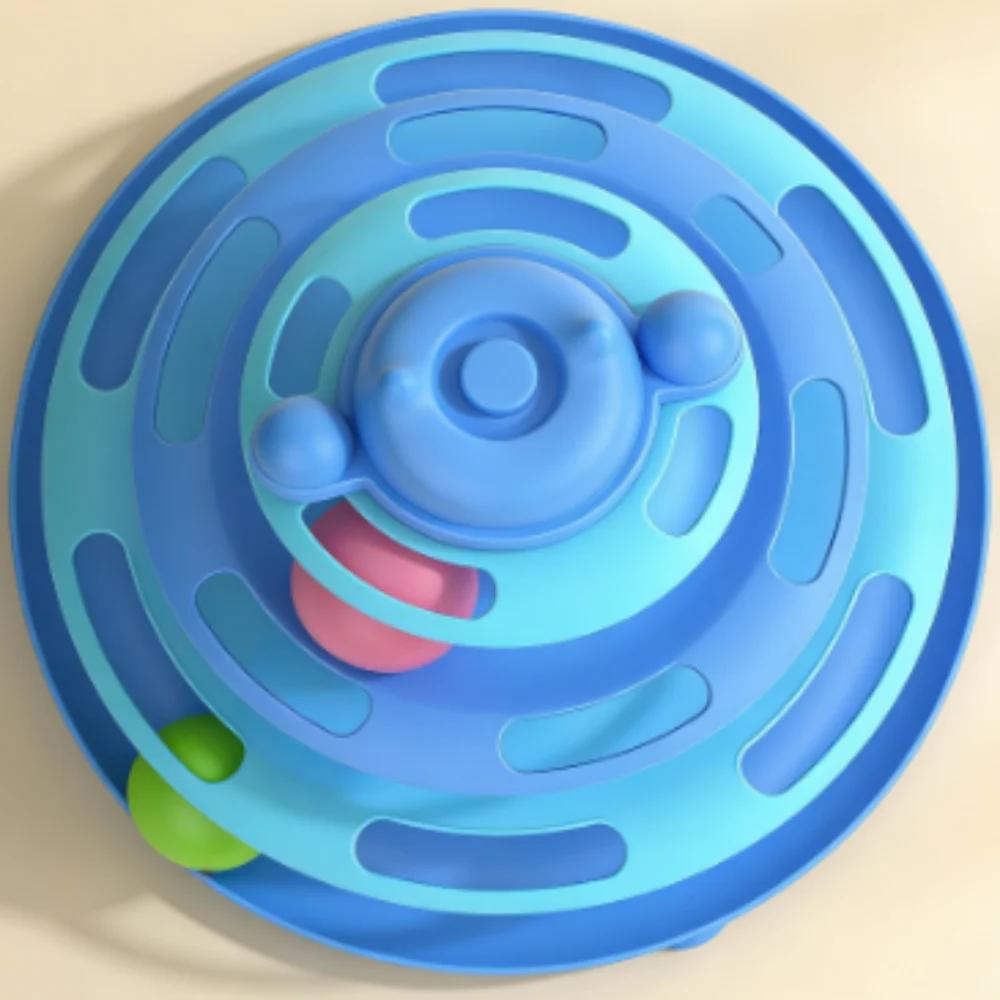Interactive Cat Toy Tower Kitten Turntable Track Roller Balls Toys With Feather Pets Training Supplies Toy For Cat Tower