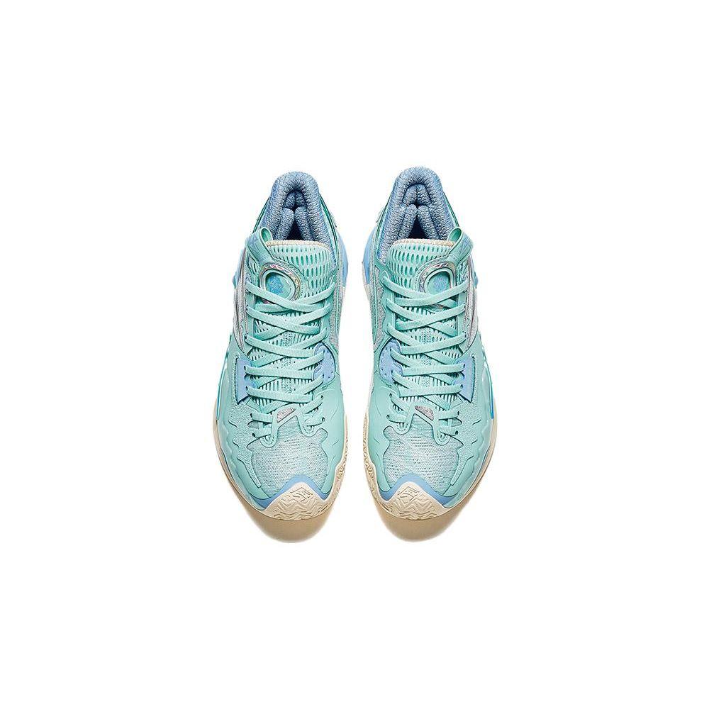 Anta Kids Crazy Tide 5 Shock Absorbing Wear Resistant Low Top Basketball Shoes Kids Basketball Shoes Blue Green 312331101-1