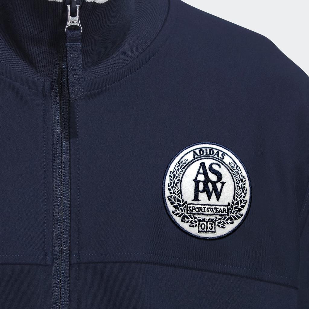 Adidas Verbiage Knit Jacket Letter Print Stand Collar Sports Casual Jacket Men Jacket Navy-Blue JE3634