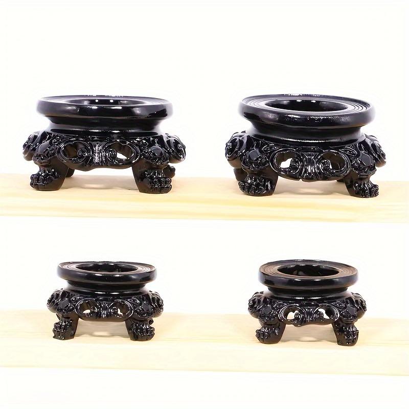 4 Stück Vintage Schwarze Hohlrunde Basis Harz Kristallkugel Ei Display Ständer Dekorative Objekte Retro Heimdeko Akzent Ornamente