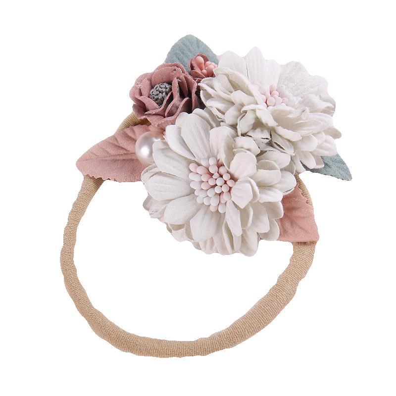 Toddler Pearl Flower Headdress Hair Ties Scrunchies Rubber Bands for Baby Girls' Ponytail Kids' Hair Accessories