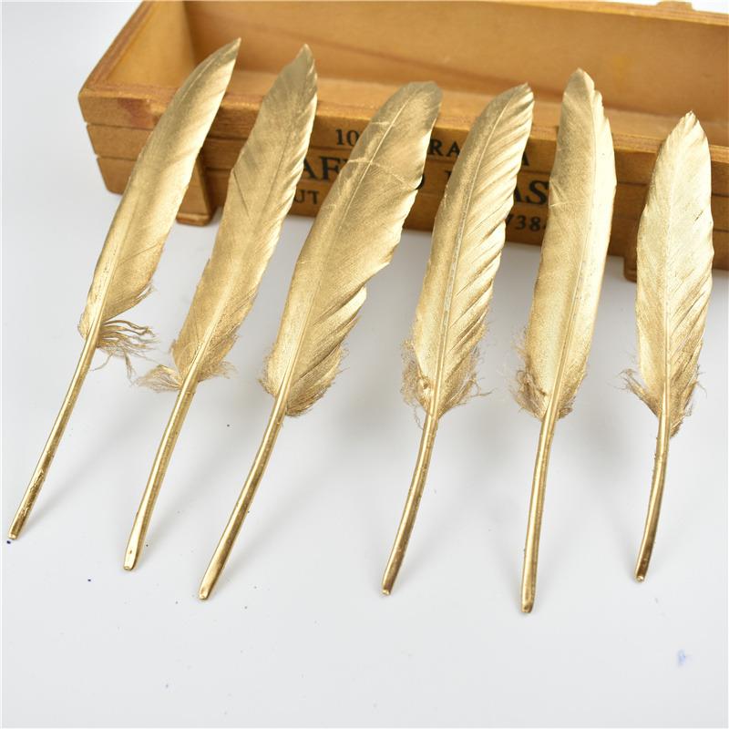 10Pcs/Lot Silver Gold Duck Feathers For Decoration Goose Feather Craft Black White Jewelry Creation Handicraft Accessories Decor