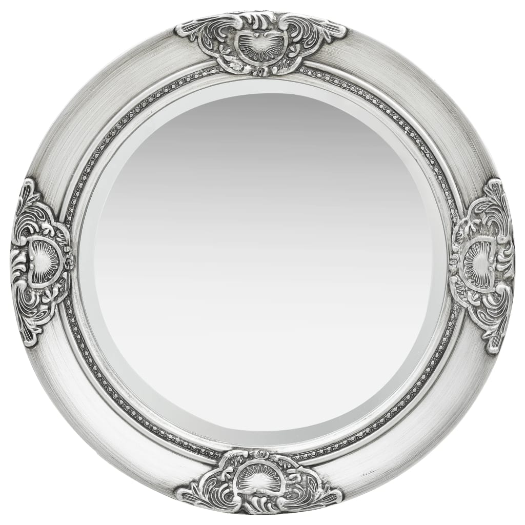 Baroque Style Wall Mirror 50 cm Silver
