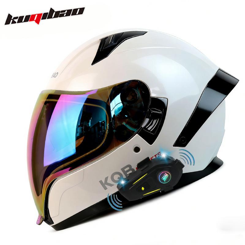 Cool Rider Bluetooth Full Face Motorcycle Helmet: Safe, Long Battery Life, Built-in Earphones, Wide View for Navigation