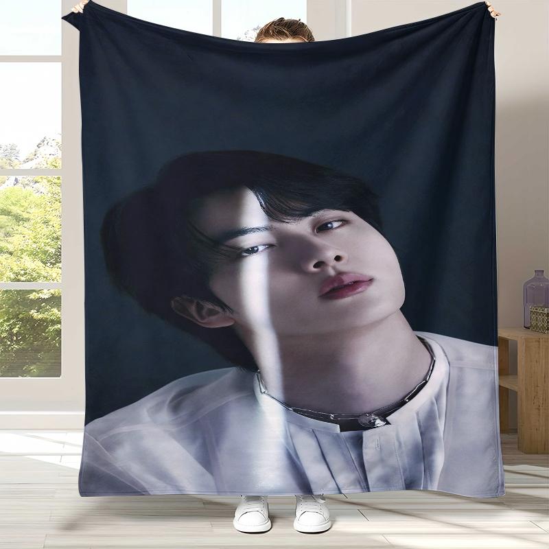 Kim Seok Jin Kpop B-BTS Flannel Blanket,Ultra Soft Warm Plush Throw for Home Bedroom Bed Sofa Cover Office Camping Picnic Gift