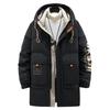 YoniStar Daunen Plus Size Mantel Lang Verstellbar und Bequem Herrenjacke, (5XL-11XL), Länge, Gepolstert, Kapuze, Leicht, Warm, (7XL, Schwarz)