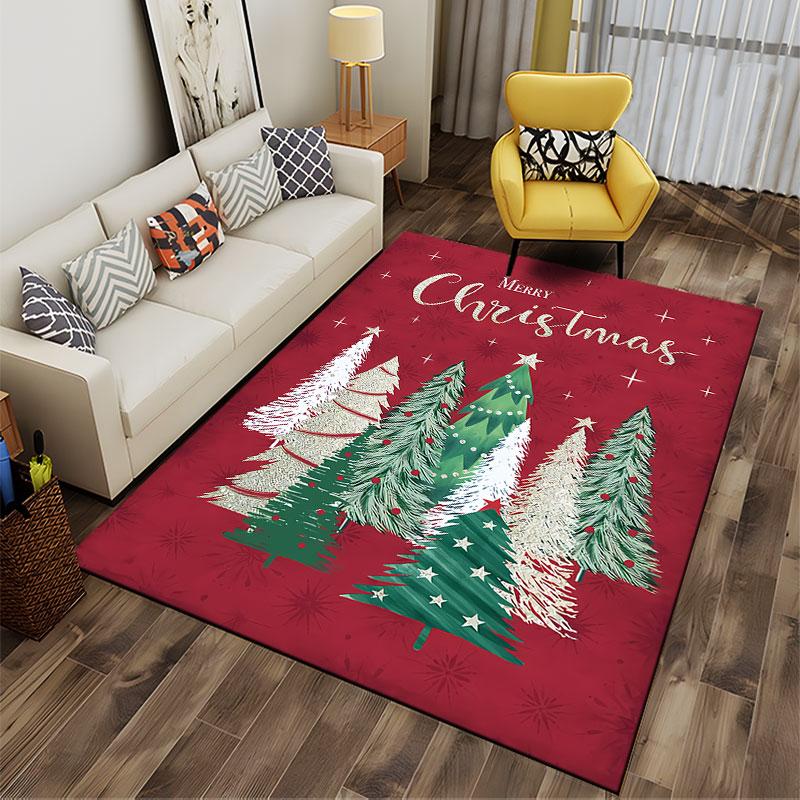 Merry Christmas Tree Design Carpet suitable as a non-slip mat for the living room or bedroom sofa