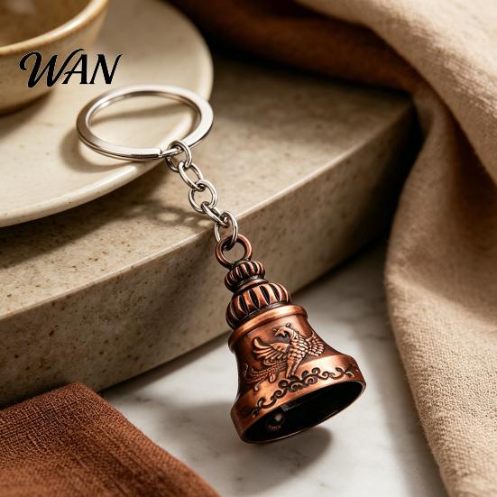 Crisp Ringing Keychain Pendant Traditional Pattern Retro Bell Design Sound Soft Key Holder with Metal Ring Backpacks Suitcases Accessory