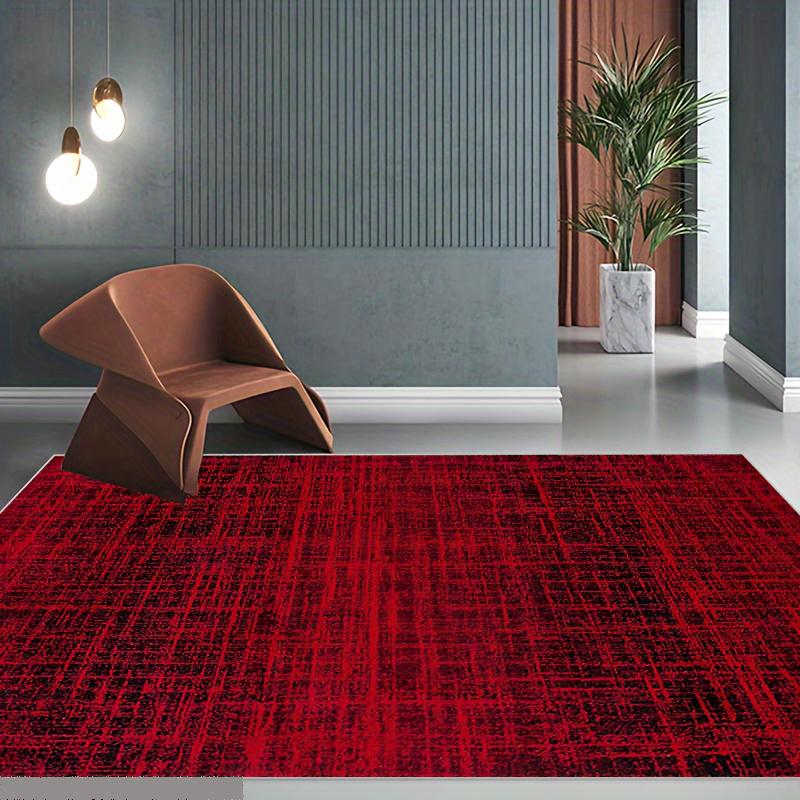 Červený jednoduchý koberec, vstupní rohožka, abstraktní geometrická optická rohožka, protiskluzová rohožka do obývacího pokoje, dekorace do koberců