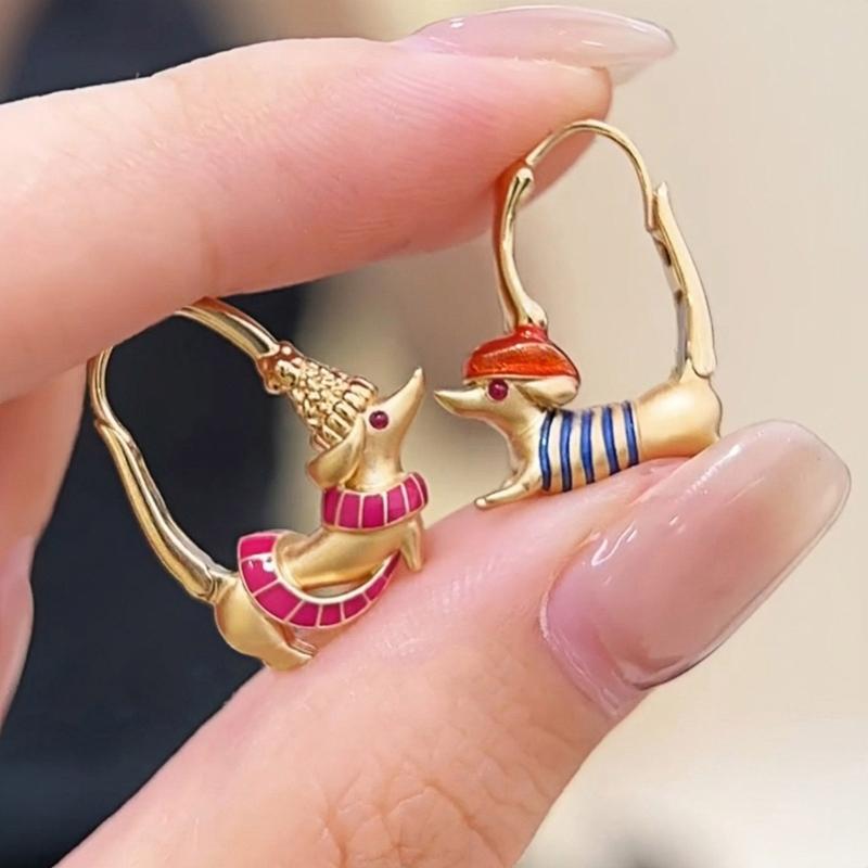 Playful Sausage Dog Stud Earrings Sturdy Alloy Material Comfort Fit Ear Accessories For Sensitive Skin