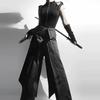 Gothic Vintage Lolita Zipper Vest+Apron+Waist Belt+Pant Sets Women Techwear Style Punk Pantskirt Cosplay Costume