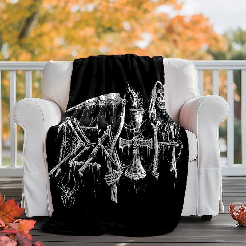 Death Flannel Blanket Soft Warm All-Season Throw, Design for Camping, Car Travel, Hiking Sofa, Bed, Office Perfect Gift for Parties
