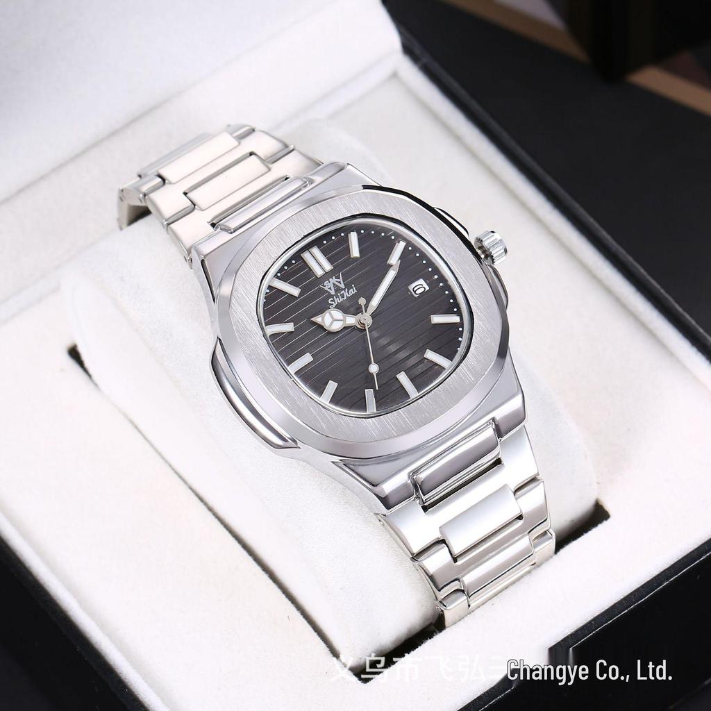 Men's Multifunctional Waterproof Quartz Watch with Steel Band and Luminous Display