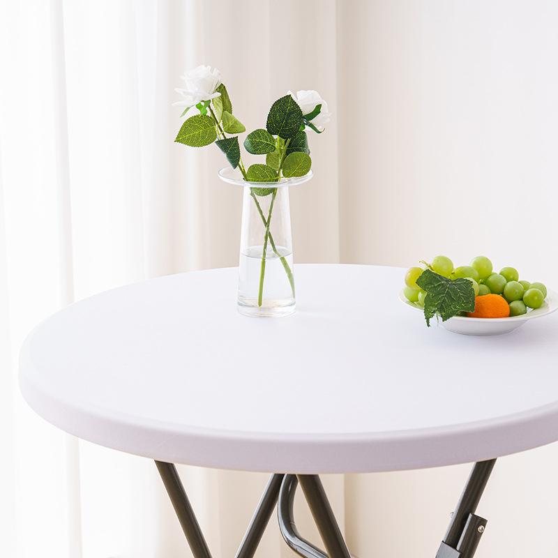 Elastic Milk Silk Round Table Cover For Outdoor Wedding Events Cross Border Solid Tablecloth