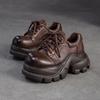 Fashion GKTINOO British Style Platform Shoes Autumn Winter 2025 New Commuting Height Increasing Genuine Leather Lace Up Women's Shoes