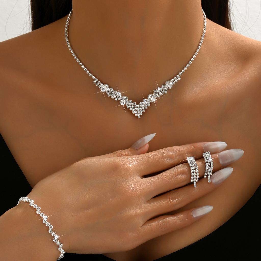 Banquet Wedding Party Elegance Temperament Set Necklace Earrings Bracelet, Bridal Ladies Necklace