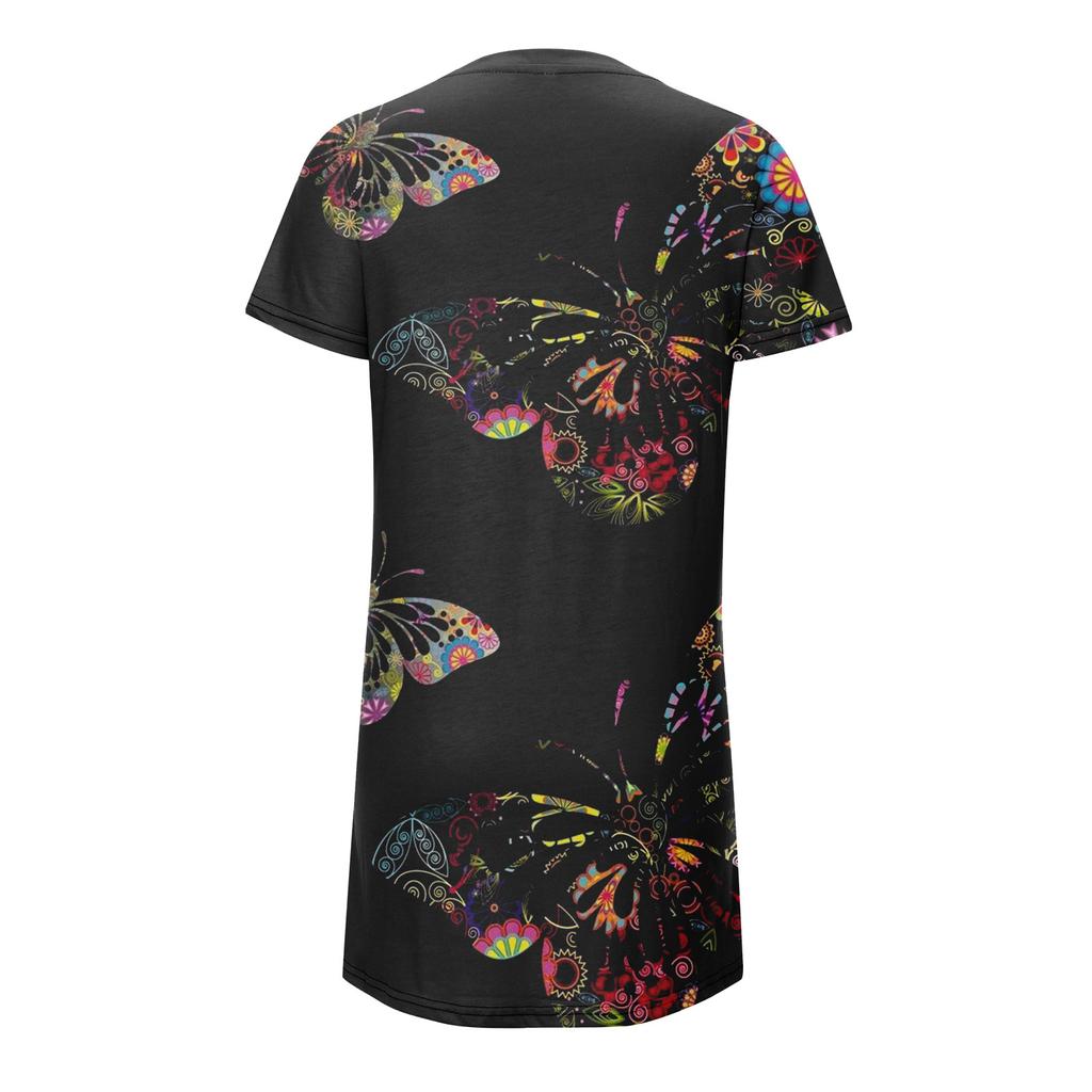 Women's Summer Dress T-Shirt  Dress Beach Short Sleeve Dress Casual Dress Knee Length Flowy Short Sleeve Loose Dress