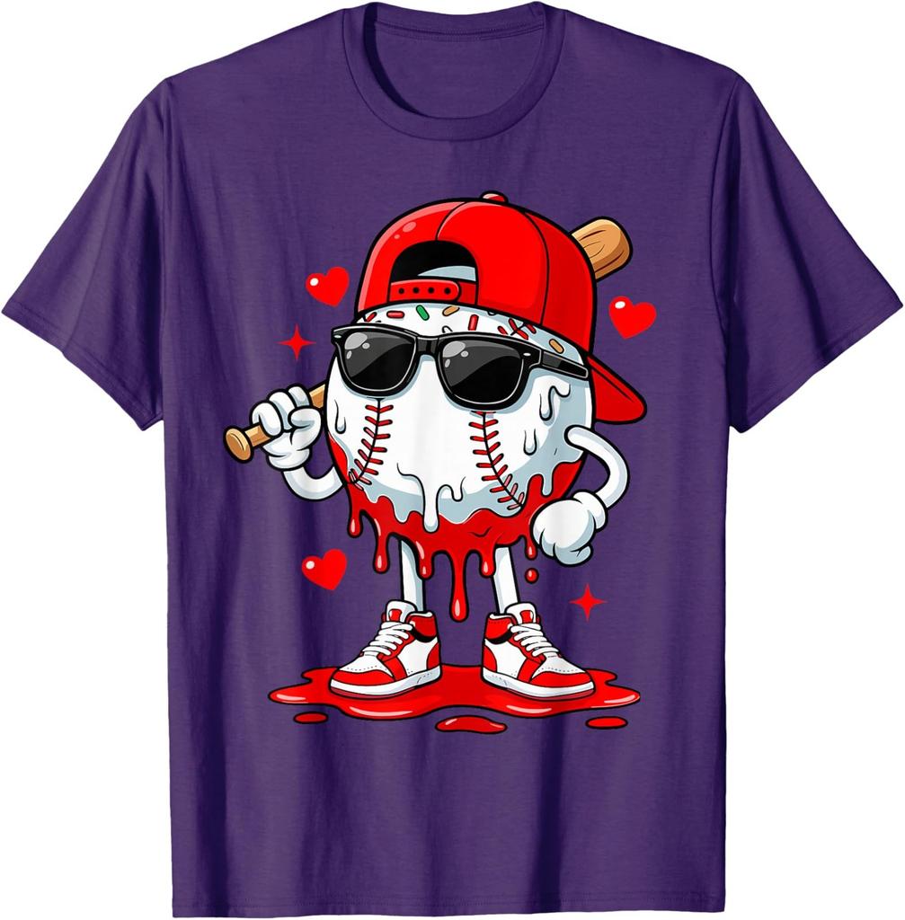 Baseball Drip Ice Cream Sunglasses Valentine Ice Unisex T-Shirt