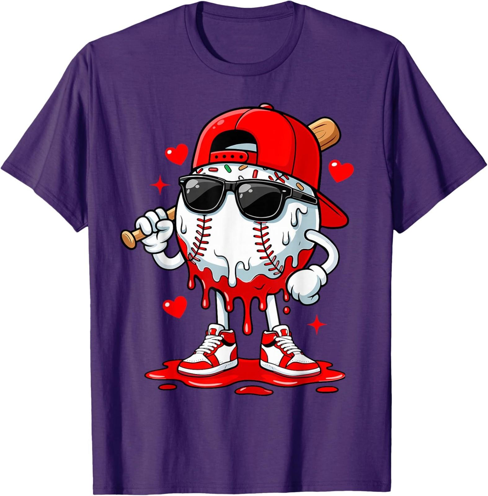 

Baseball Drip Ice Cream Sunglasses Valentine Ice Unisex T-Shirt 5XL різнокольоровий
