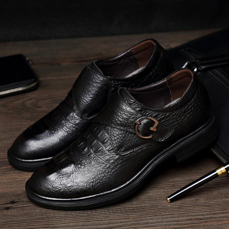 

Мужские деловые туфли Monk Strap Slip on из натуральной кожи, повседневные туфли ручной работы для мужчин с пряжкой, большой размер 49 49 чёрный
