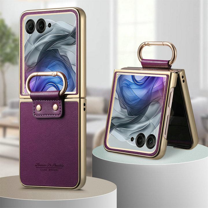 Luxury Case for Motorola Moto Razr 60 Ultra 5G 2025 Armor Leather Back Panel Ring Cover Moto Razr 50 Ultra Case Razr Plus Funda