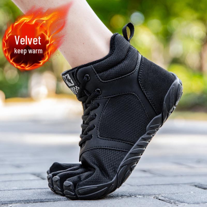 Fleece-lined Mid-top Five-finger Shoes for Women & Men - Non-slip, Wear-resistant, Ideal for Outdoor, Fitness, Yoga & Hallux Valgus.