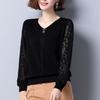 V-neck Sweater for Women Stylish Thin Knitted Sweater Solid Color Casual Pullover Top Loose Autumn Sweater