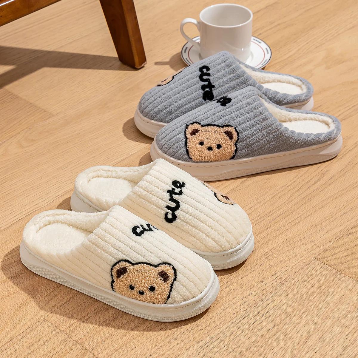 Новые зимние домашние тапочки женские мягкие милые мультяшные туфли мужские повседневные — фото 6