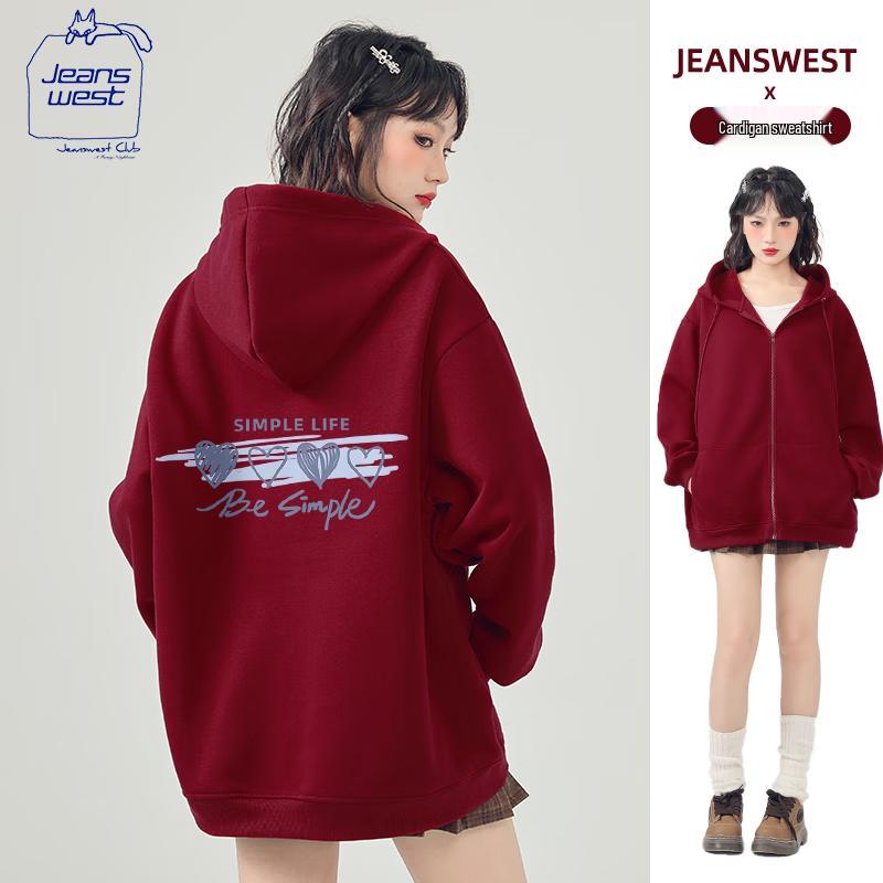 JEANSWEST CLUB Women's Heavyweight Hooded Zipper Cardigan Sweatshirt