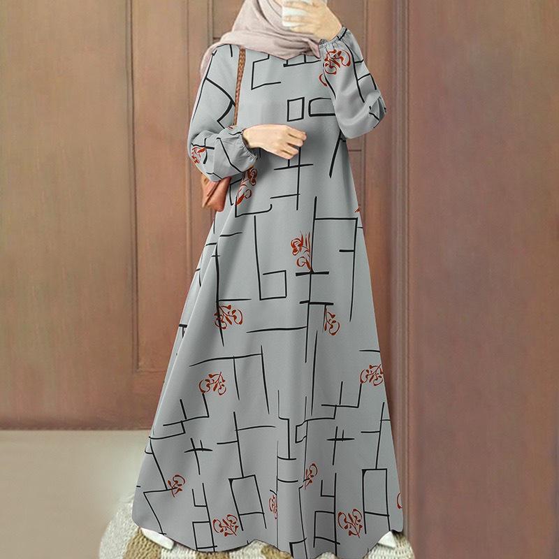 New Arrival Middle East Muslim Casual Pullover Long Sleeve Loose Round Neck Dress