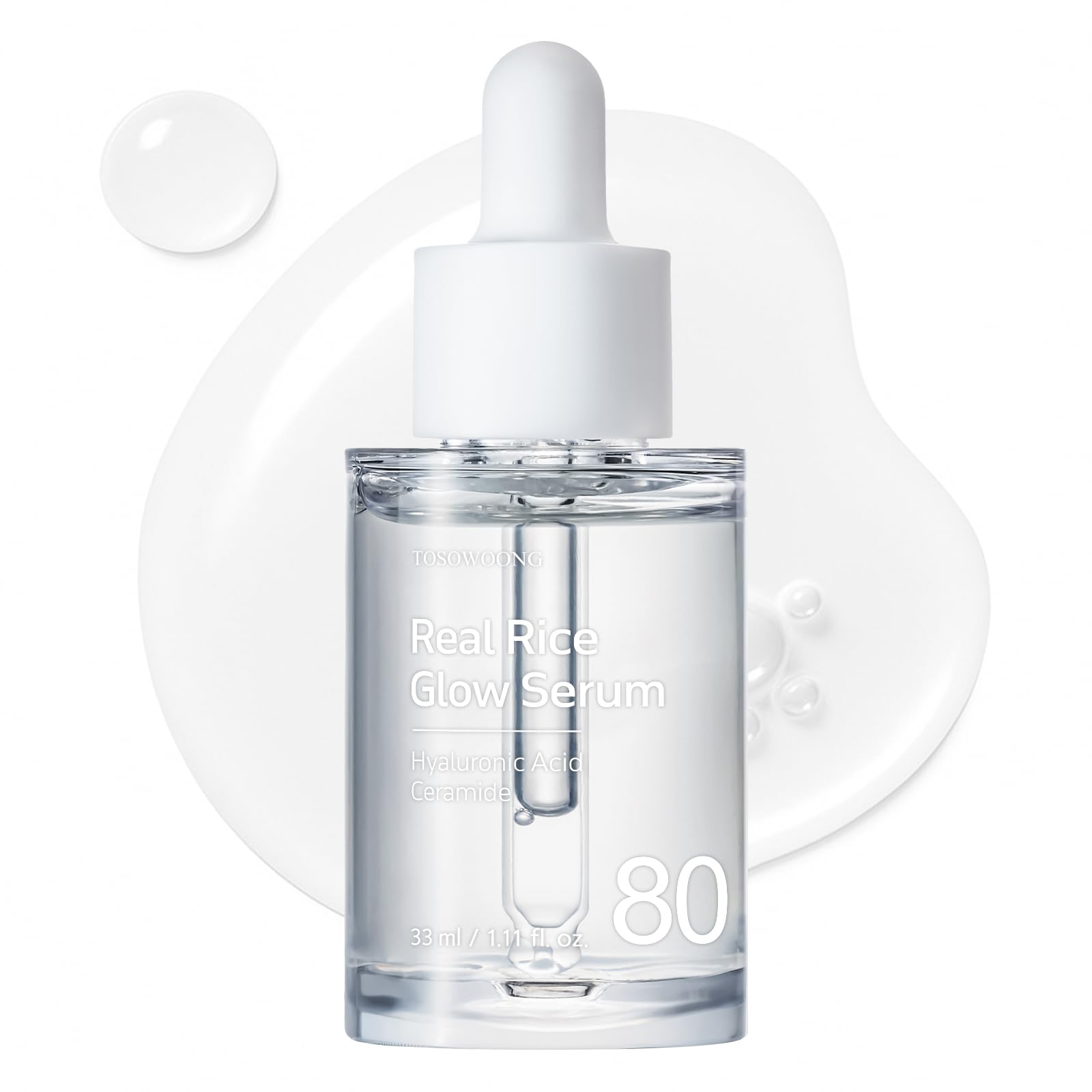 

TOSOWOONG Real Rice Glow with Alpha and Ceramides for a Hydrating Glow for Dry and Combination by Korean Skincare Cosmetics Serum, 33ml, Niacinamide,