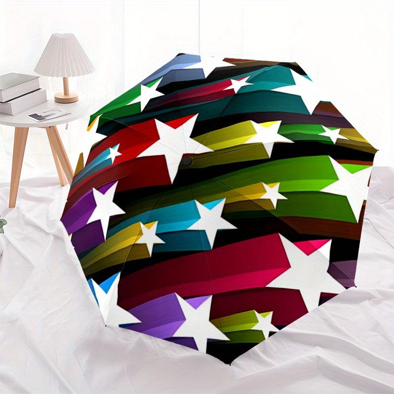 1pc Colorful Star Patterns Automatic Opening/Closing Folding Umbrella with 78 Ribs, Plastic Handle, Windproof Portable Sunshade Umbrella y250726118