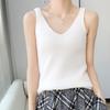 Women's V-Neck Wool Knit Vest: Autumn/Winter Solid Color Sleeveless Camisole for Commuting.