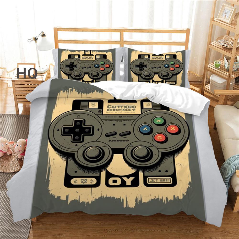 Zestaw pościeli z nadrukiem na konsolę do gier okładka podwójny rozmiar moda kreskówka fajne narzuty dla dzieci z mikrofibry dla nastolatków