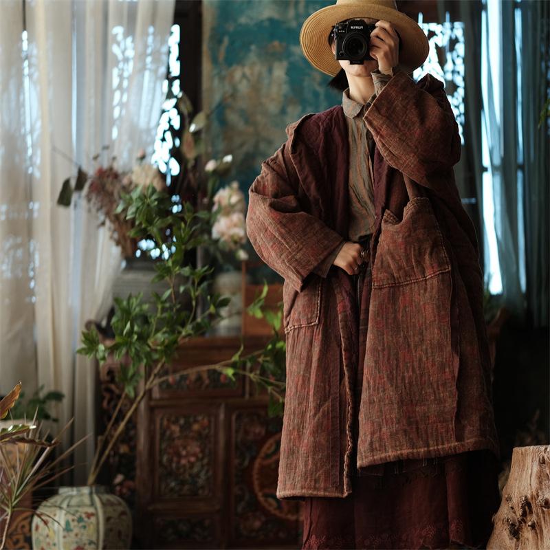 

Johnature женские винтажные зимние парки с капюшоном, свободные повязки с длинными рукавами, хлопковые пальто, парки с карманами One Size коричневый