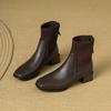 Autumn Winter Women Thick Heel Ankle Boots Fashion Leather Knitted Combination Shoes Square Toe Modern Short Botas Para Mujer